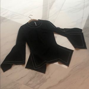 Black scarf sleeve top by Rosetta Getty